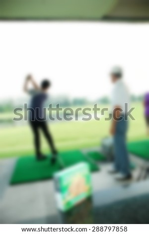 Blurry focus scene of golf course master trainer teaching action represent the golf sport course concept related idea.