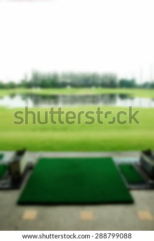 Blurry focus scene of golf driving range represent the golf sport course concept related idea.