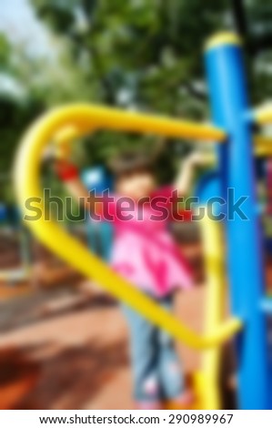 Blurry focus scene of child and outdoor activity represent the people activity concept related idea.