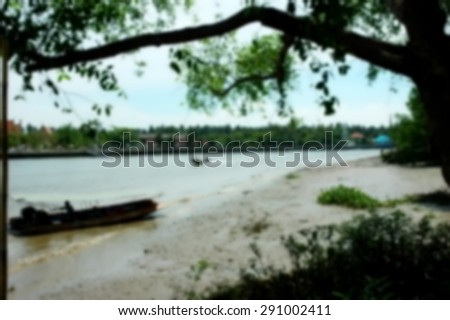 Blurry focus natural and river scene among daytime natural light represent the natural concept related idea.