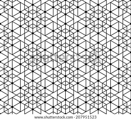 Black and white geometric seamless pattern with line, hexagon, triangle and circle, eps10, vector.