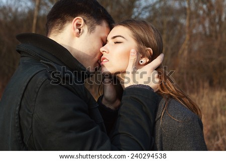 gentle kiss love pair hipsters