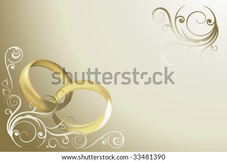 Clipart Wood Grain Wedding Invitation With Ornate Yellow Swirls In The