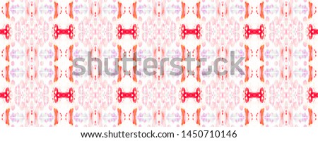 Ruby Red Fun Symmetric Border Rapport. Geometric Ethnic Seamless Pattern Ikat Horizontal Texture. Watercolor Hand Drawn Batik. Psychedelic Folk Background. Allover Ethnic Swimwear Design