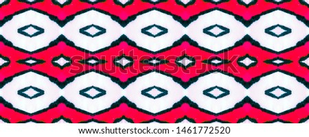 Geometric Ethnic Seamless Pattern Fun Symmetric Border Rapport. Watercolor Hand Drawn Batik. Psychedelic Folk Background. Allover Ethnic Swimwear Design Ikat Horizontal Texture. Coral Red