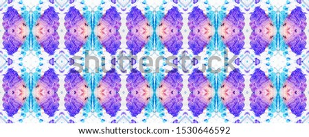 Blue, Purple and White Fun Rectangle Ikat Rapport. Ethnic Seamless Pattern. Kilim Skin Random Texture.  Watercolor Ethnic Design.  Chevron Geometric Swimwear Pattern.  Paintbrush Python Background.
