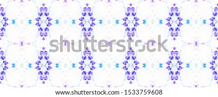 Blue, Purple and White Fun Rectangle Ikat Rapport. Ethnic Seamless Pattern. Chevron Geometric Swimwear Pattern.  Kilim Skin Random Texture.  Paintbrush Python Background.  Watercolor Ethnic Design.