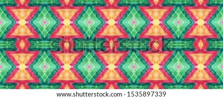 Watercolor Horizontal Vibrant Design. Africa Geometric Swimwear Pattern. Chevron Folk Texture. Rainbow African Seamless Pattern. Ethnic Symmetric Triangles Rapport. Summer Safari Background.