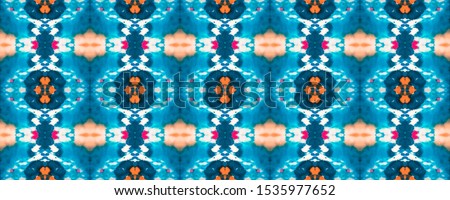 Ethnic Seamless Pattern. Geo Symmetric Ikat Rapport. Snake Skin Random Texture. Navy Blue and Orange Watercolor Ethnic Design. Summer Rhombus Background. Vibrant Geometric Swimwear Pattern.