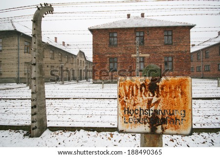 High voltage sign at a german WWII prisoner camp