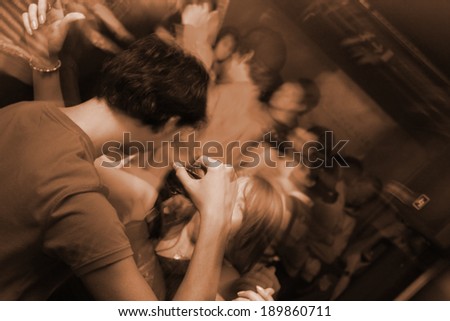 People on a wild party in a club