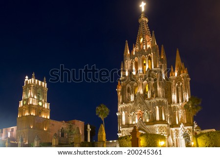La Parroquia (Church of St. Michael the Archangel) in the historic city of San Miguel de Allende in Mexico