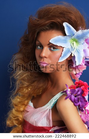Beautiful lady with flower dress