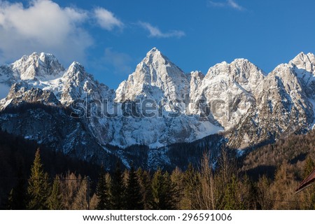 Mountain landscape around Gozd Martuljek in Slovenia.