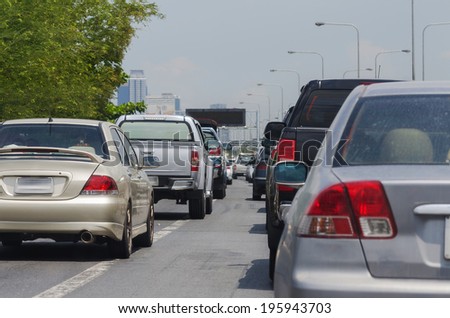 Traffic jam on express way Bangkok, Thailand