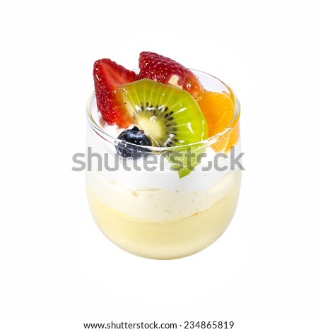 fruit cup cake on white background