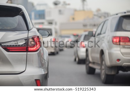 traffic jam with row of car on express way