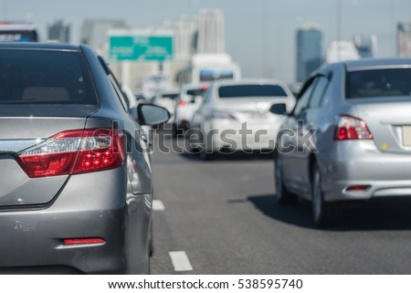 row of car with traffic jam on express way
