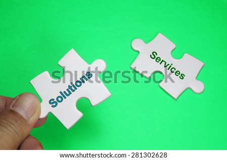 Word Puzzle of Solution and services - Business Concept
