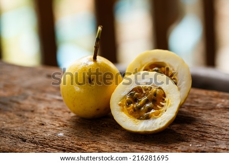 Passionfruit on wood