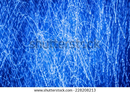 Pattern of playing with light on blue background, Abstract blue light play