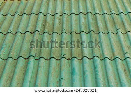 Close up Old green roof tiles