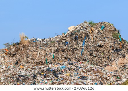 Pile of domestic garbage in landfill