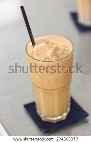 Iced coffee smoothie on table