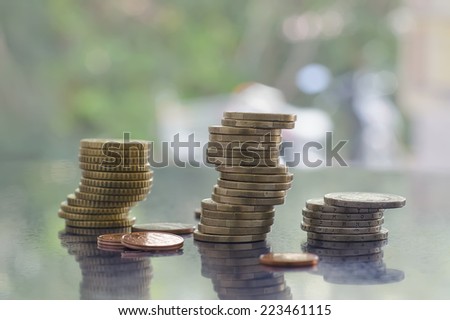 stacks of euro coins