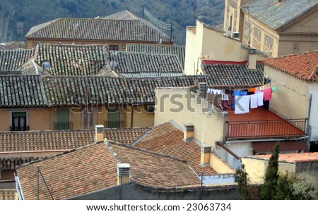 Tiled roofs of old spanish houses.