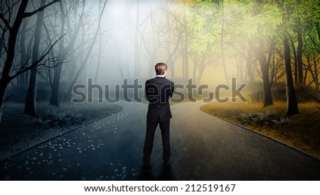 businessman has to decide which direction is better