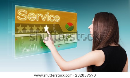 woman rating the service on a virtual interface