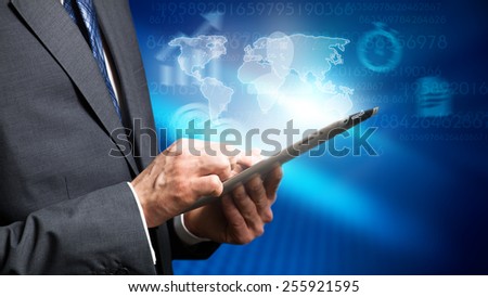 businessman surfing with tablet