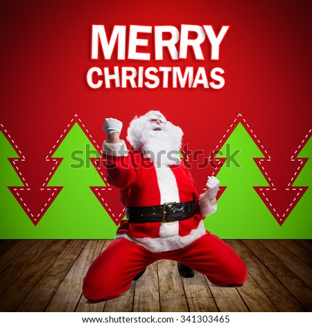 Happy Santa Claus with Merry Christmas message