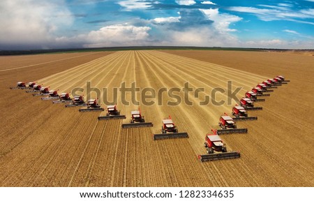 22 Harvesters working in soybean harvest in the state of Mato Grosso, Brazil