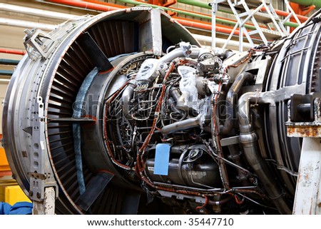 Aircraft Maintenance on Aircraft Maintenance  Dismantled Plane Engine Stock Photo 35447710