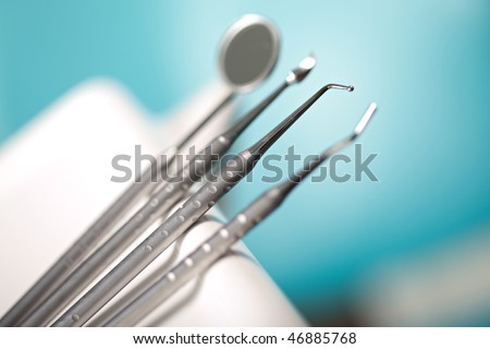 Dentist\'s instruments with shallow depth of field