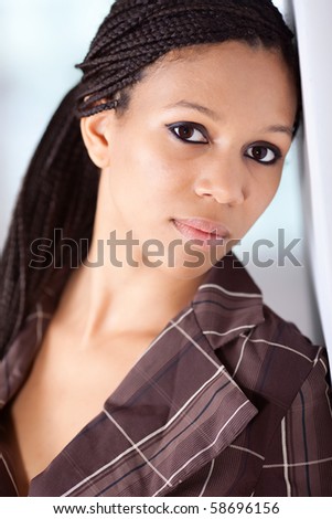 African American fashion model with afro hairstyle