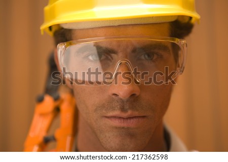 Portrait of a dock worker wearing protective eyewear