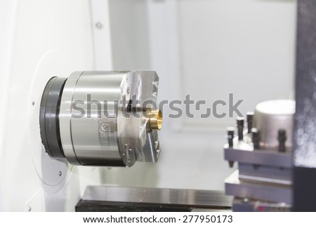 automotive industrial metal work machining process by cutting tool on \
CNC lathe