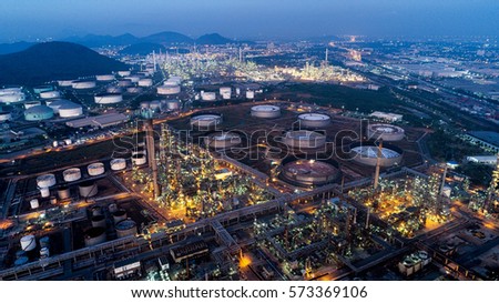 Landscape Oil refinery plant on night time, Pretroleum refinery, fuel industrial, Thailand industrial
