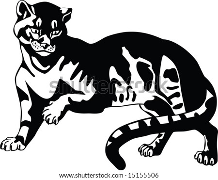 stock vector : Black panther. Big cats. Tattoo.