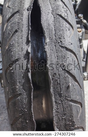 Blown tire from burn out or drift