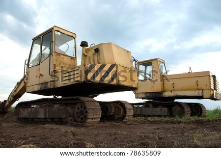 digger, Heavy Duty construction equipment parked at work site