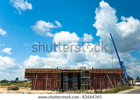 bridge on the road with blue clouds,  construction, environmental engineering