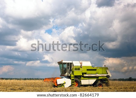 working agricultural machinery in sunny day, machinery series