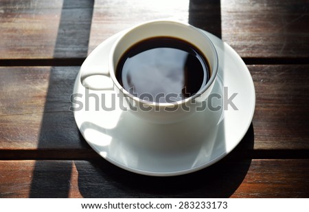 Coffee relaxing afternoon on wood background
