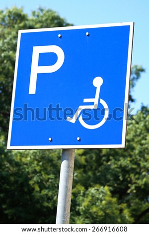 Disabled parking lot traffic sign