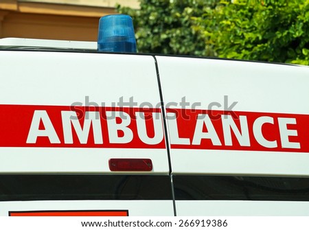 Back side of an ambulance