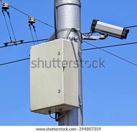 Security camera at the road crossing